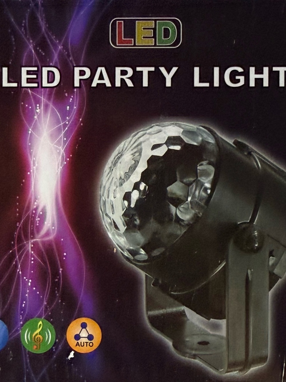 LED Party Light - Black Compact Rotating Disco Lamp
